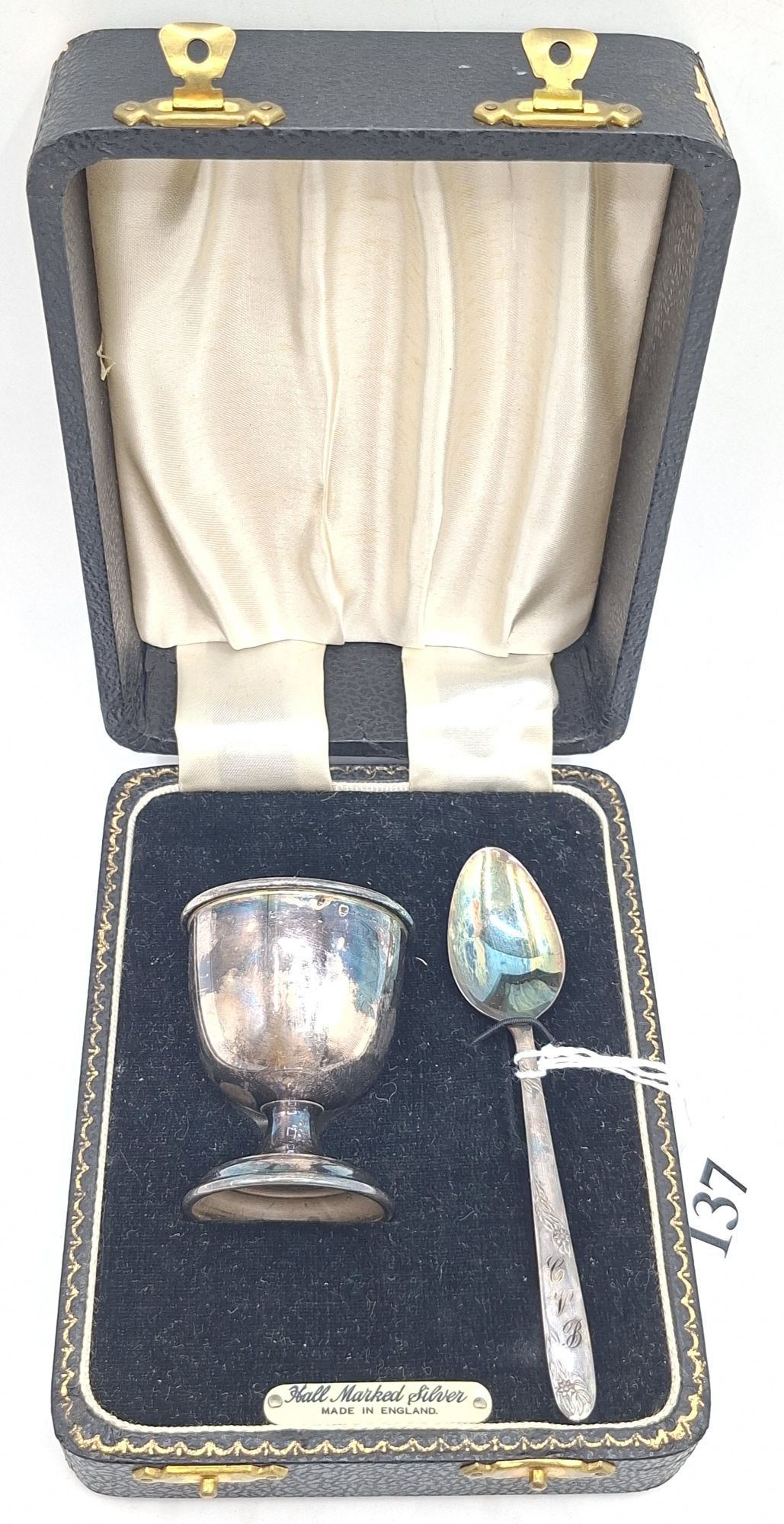 137 · STERLING SILVER EGG CUP AND SPOON