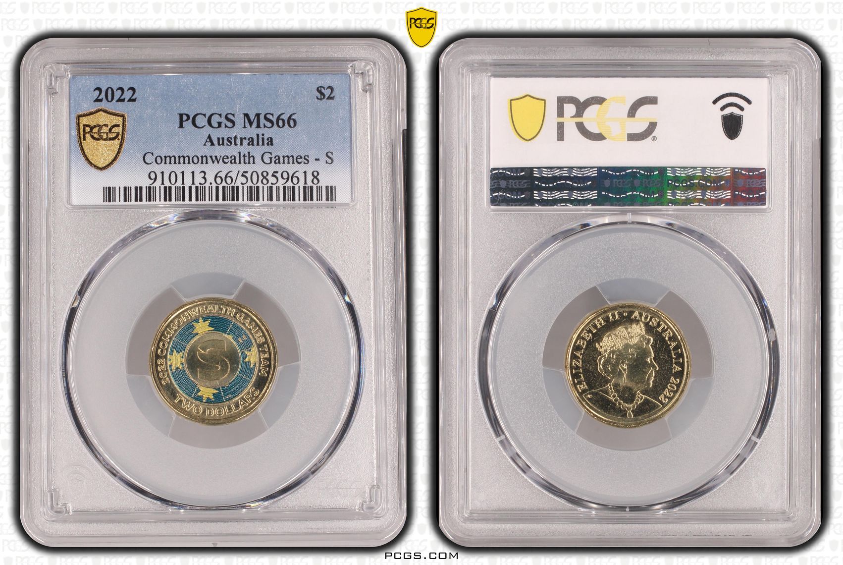 Commonwealth Games - S Colorized , Two Dollar, 2022, PCGS MS66