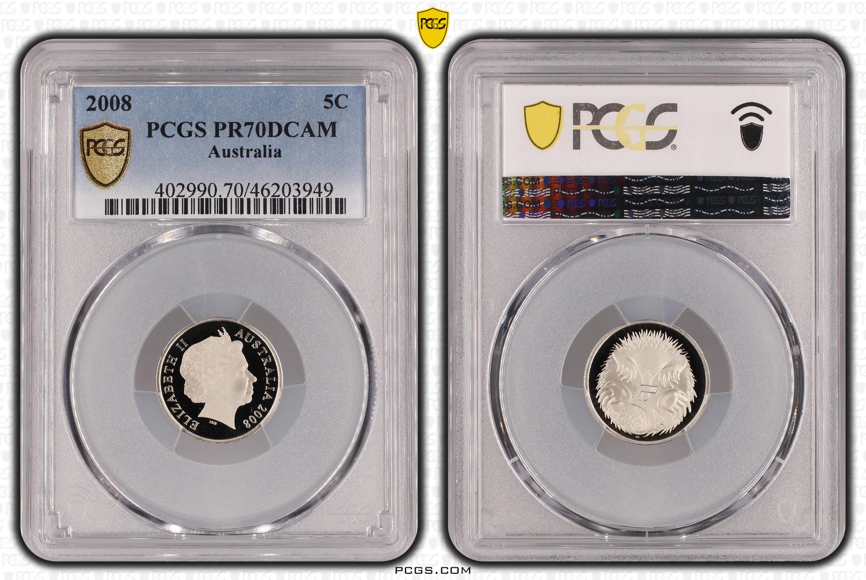 Top pop, Five Cent, 2008, PCGS PR70DCAM