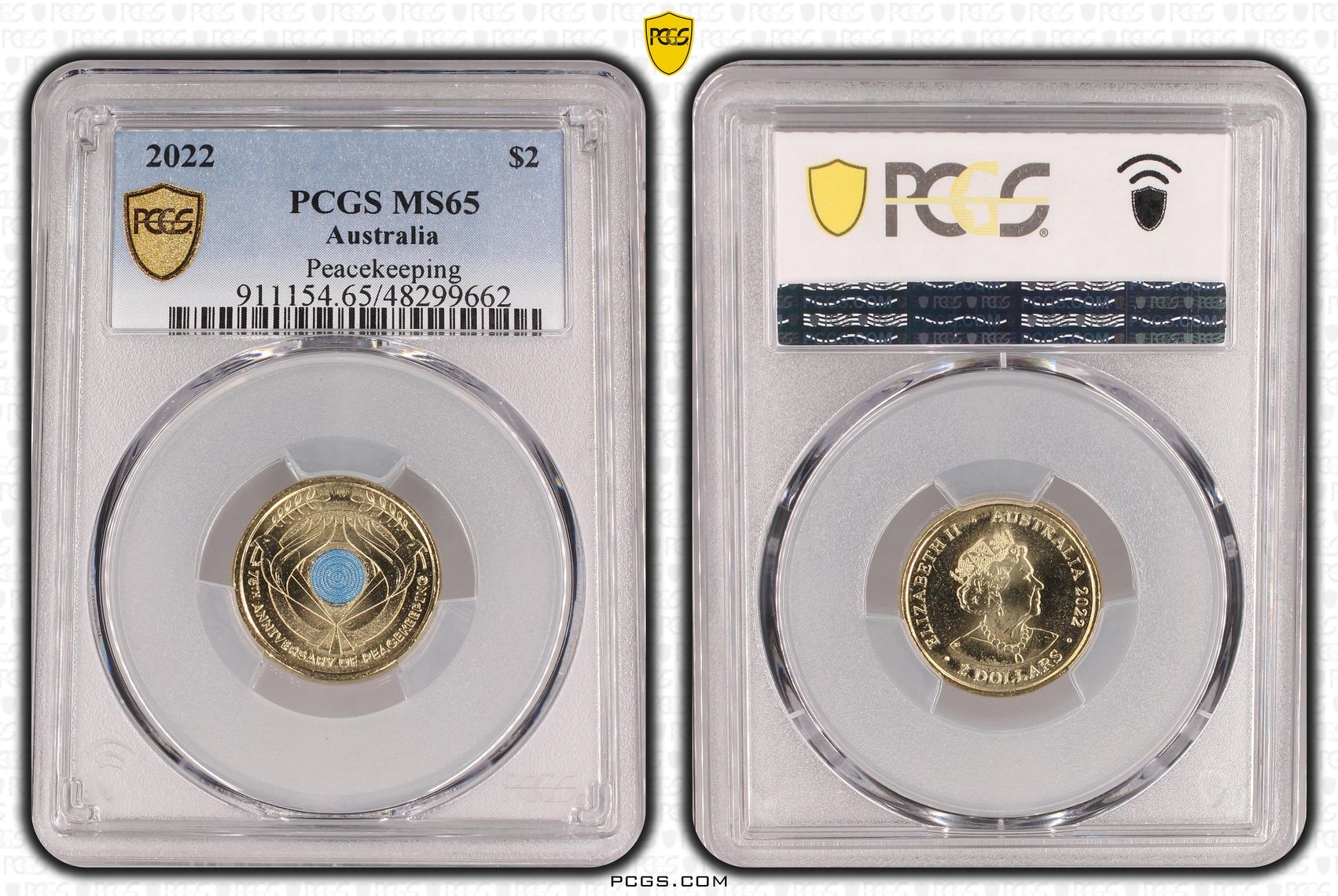 Elizabeth II, Peacekeeping - Colorized, Two Dollar, 2022, PCGS MS65