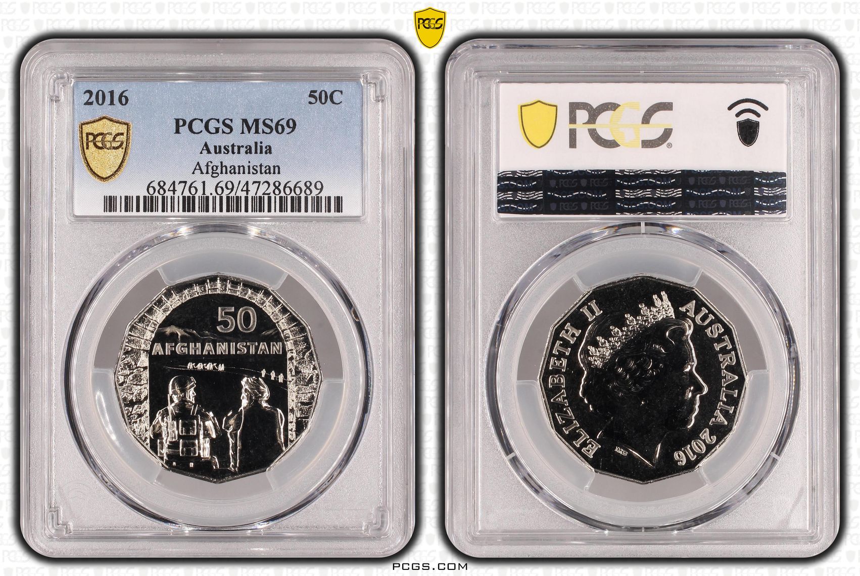 Elizabeth II, Afghanistan, Fifty Cent, 2016, PCGS MS69