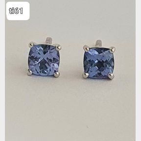 WHITE GOLD STUD EARRINGS WITH SQUARE TANZANITES = 0.67CT - 50692/232