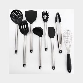 Grey Black 8 Piece Kitchen Utensil Set - Bar 9902055513102- 51748/14036