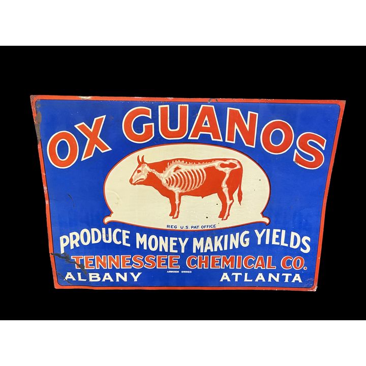 Ox Guanos Tennessee Chemical Company Tin Metal Sign