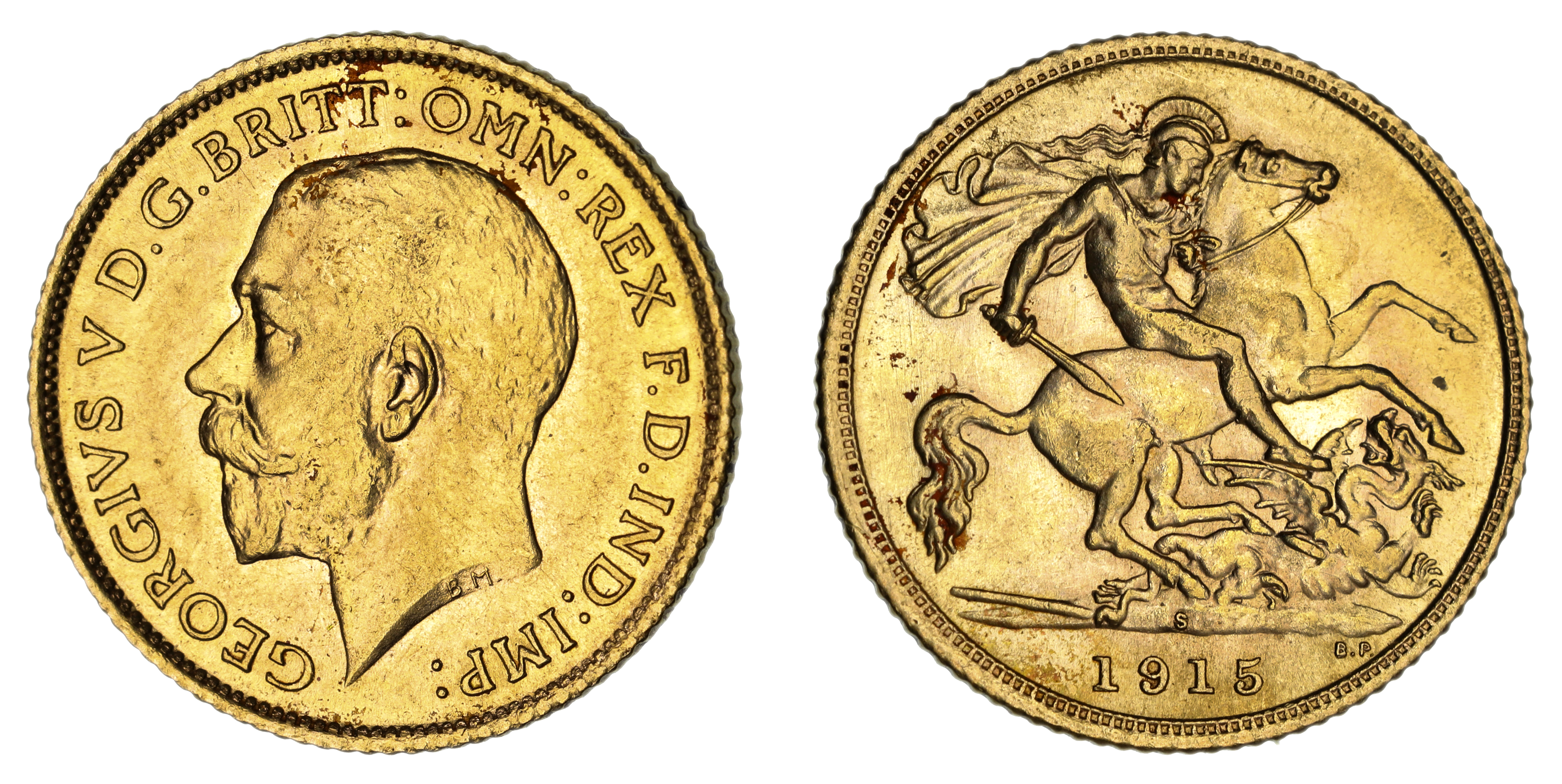 George V, St. George Reverse - Sydney Mint, Half Sovereign, 1915, UNC