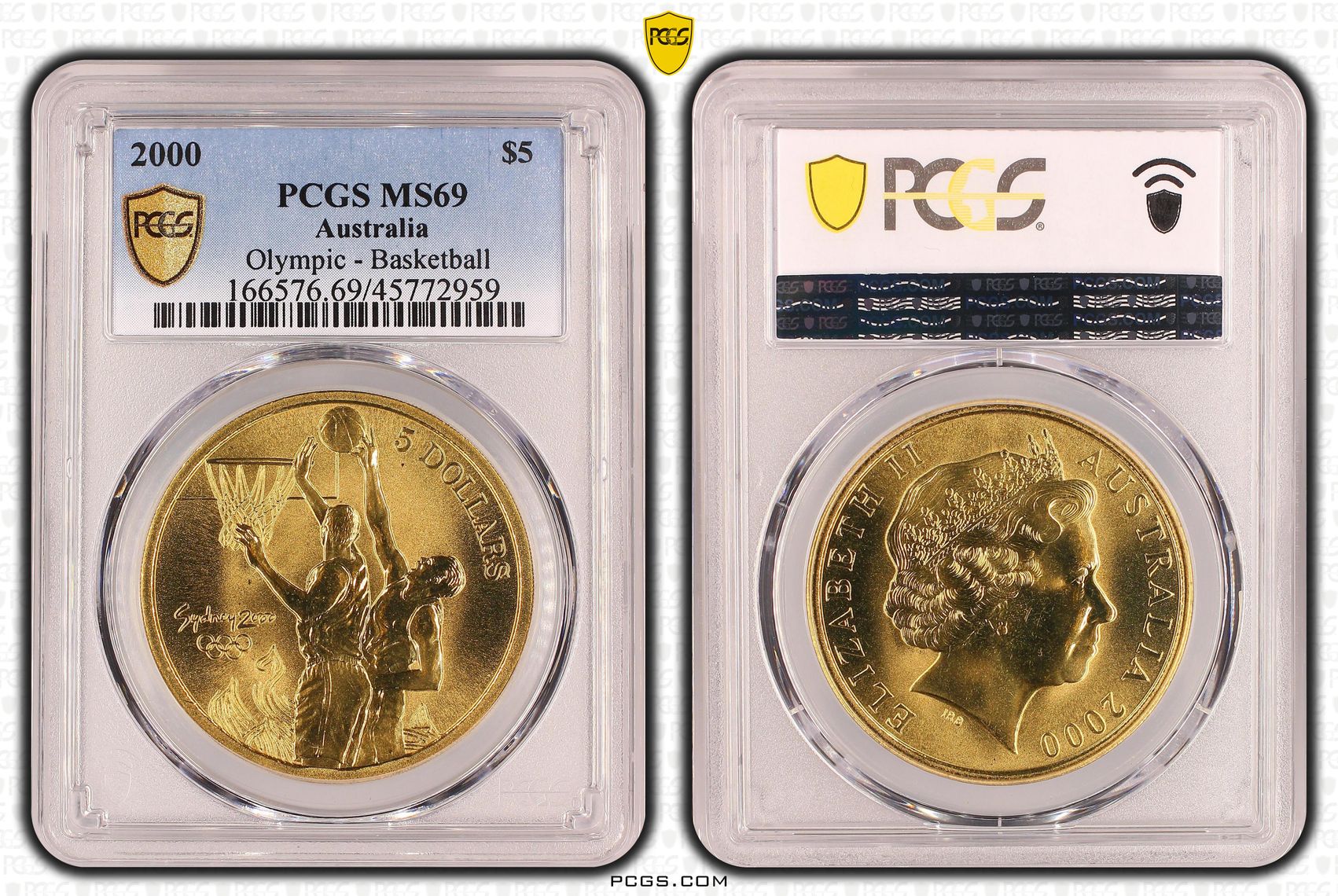 Elizabeth II, Basketball, POP 6/0, Five Dollar, 2000, PCGS MS 69