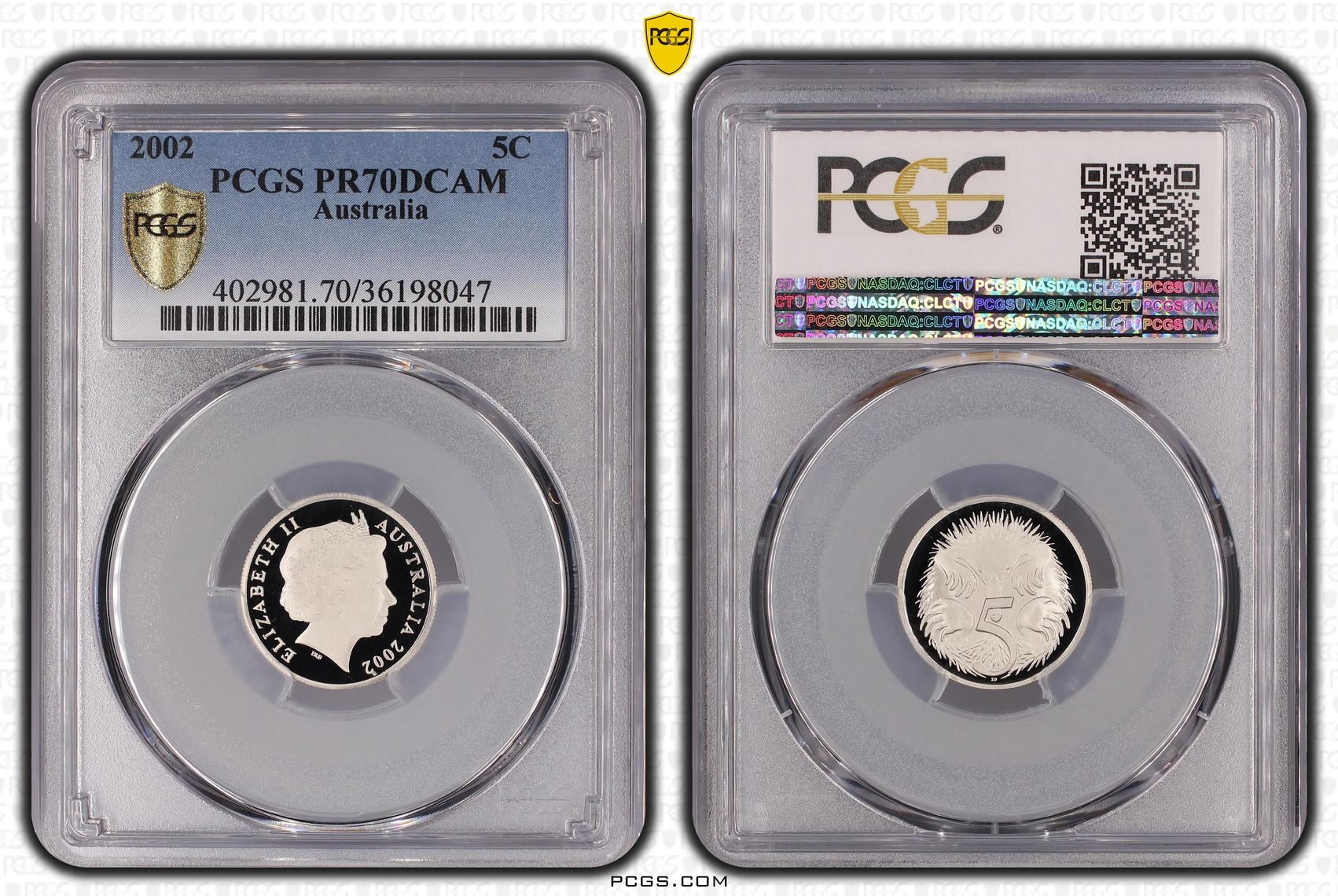 Elizabeth II, Five Cent, 2002, PCGS PR70DCAM