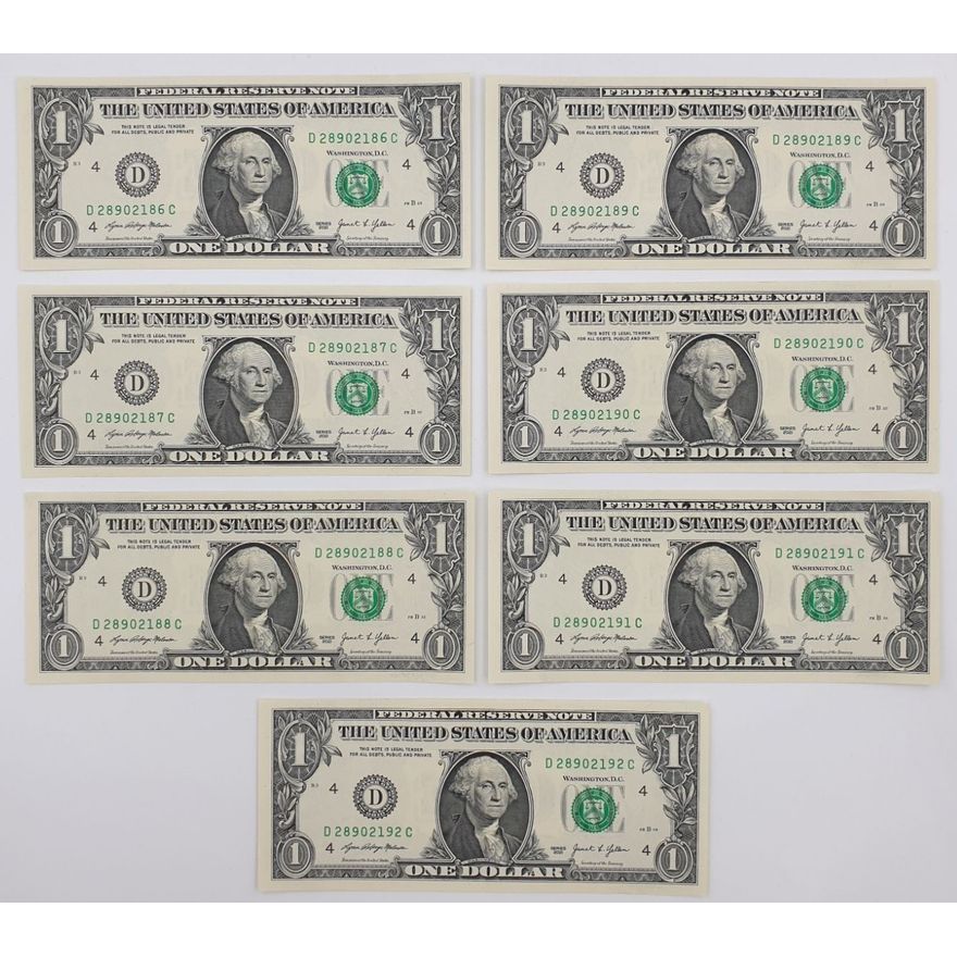 Consec. US Y/M $1 Notes (x7)
