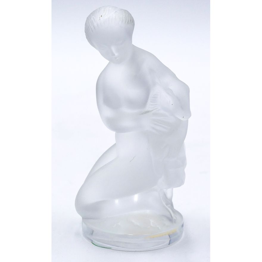 Lalique ''Diana the Huntress w/ Fawn'' Frosted Glass Figurine 5''
