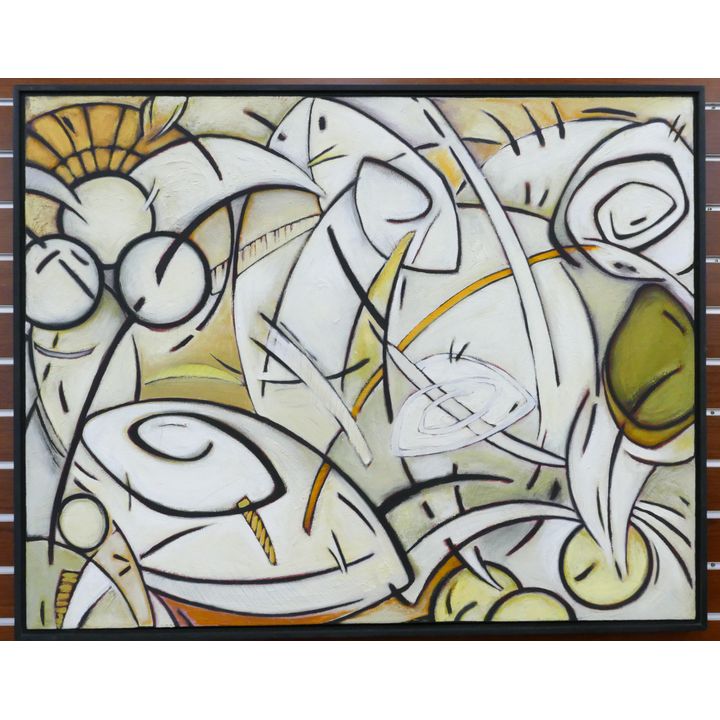 Modern ''Movement'' Abstract Oil Painting Framed 31''x39''