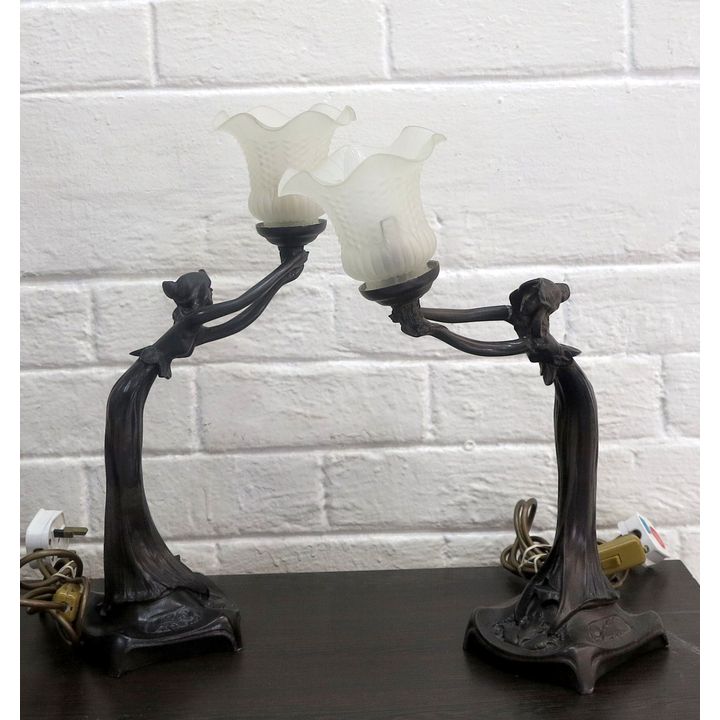 PAIR OF SPELTER FIGURAL TABLE LAMPS