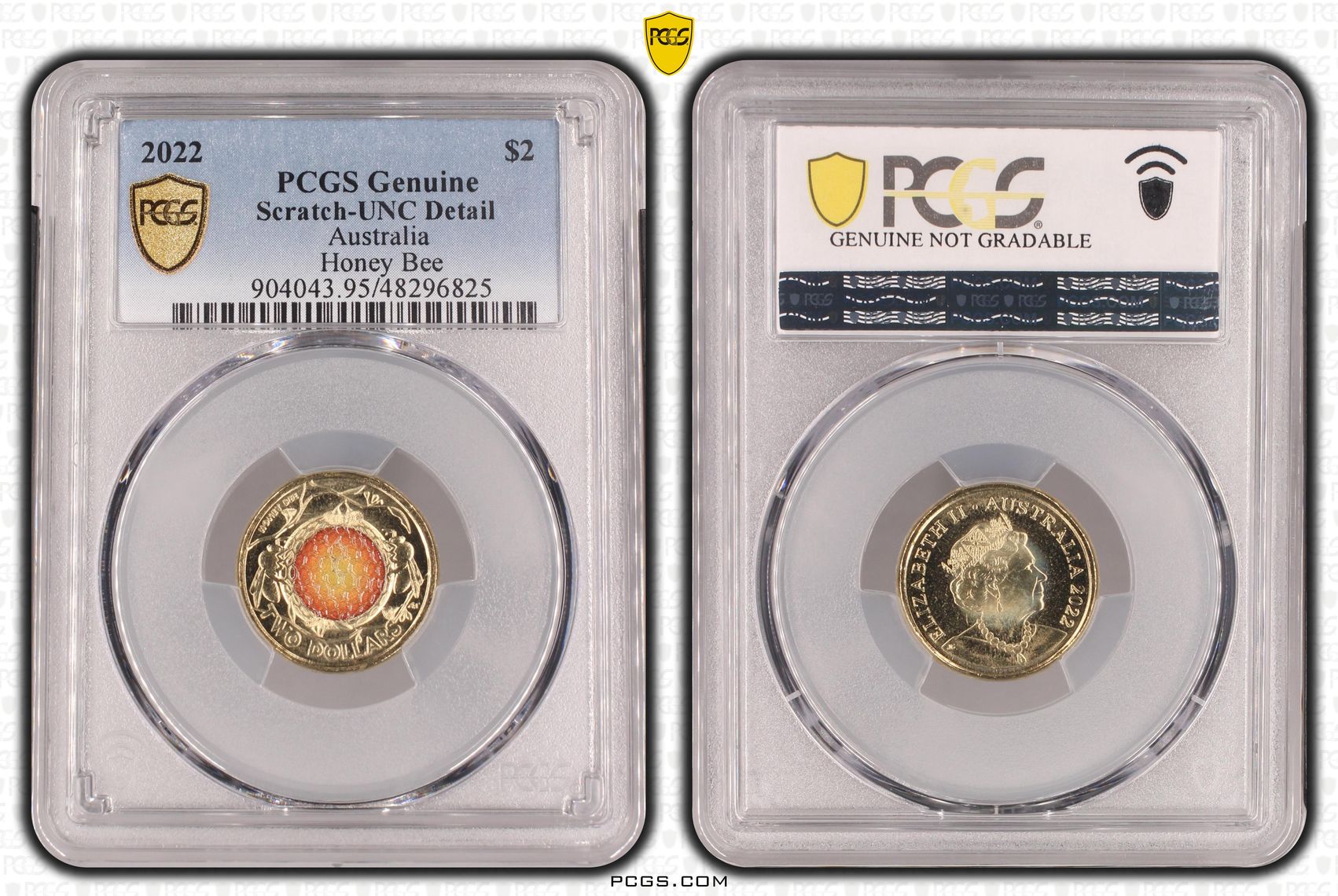 Honey Bee Colorized , Two Dollar, 2022, PCGS Genuine - UNC Details (95 - Scratch)