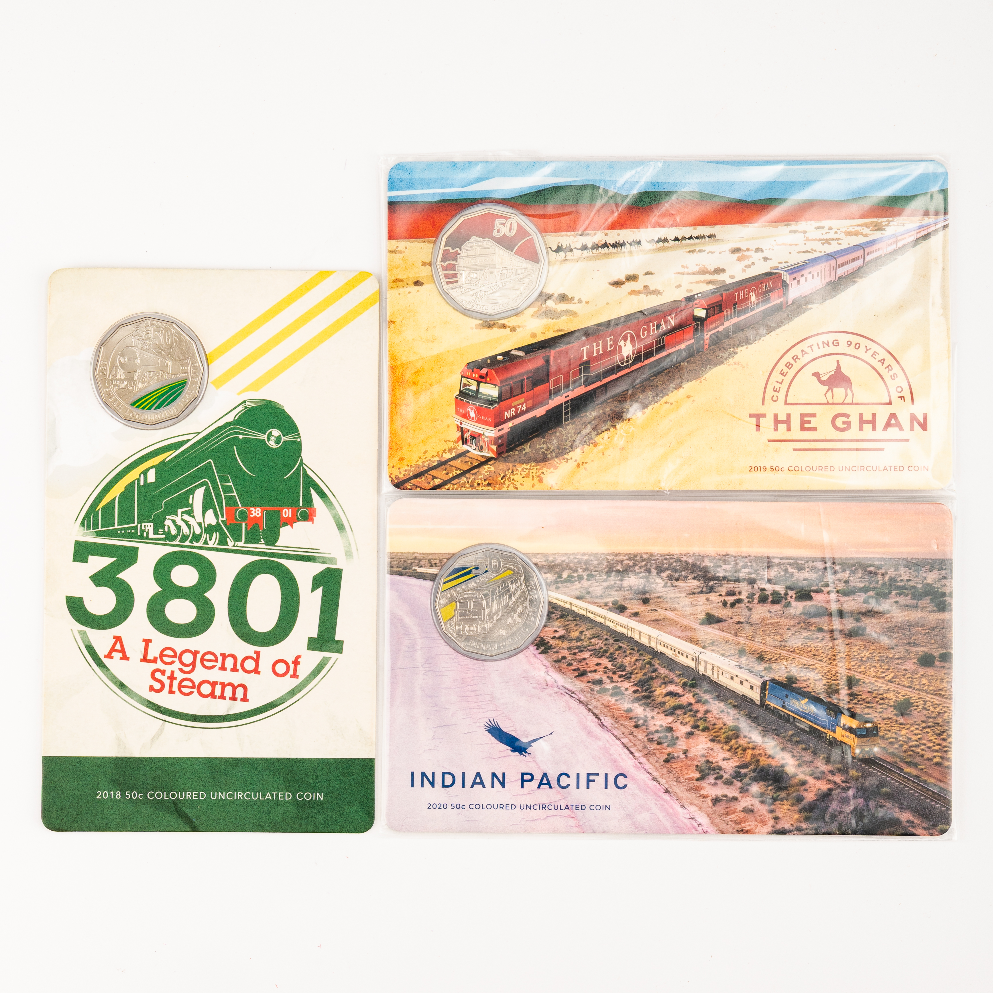 Elizabeth II, RAM - 3801 / The Ghan / Indian Pacific, Fifty Cents, 2018 - 2020, UNC