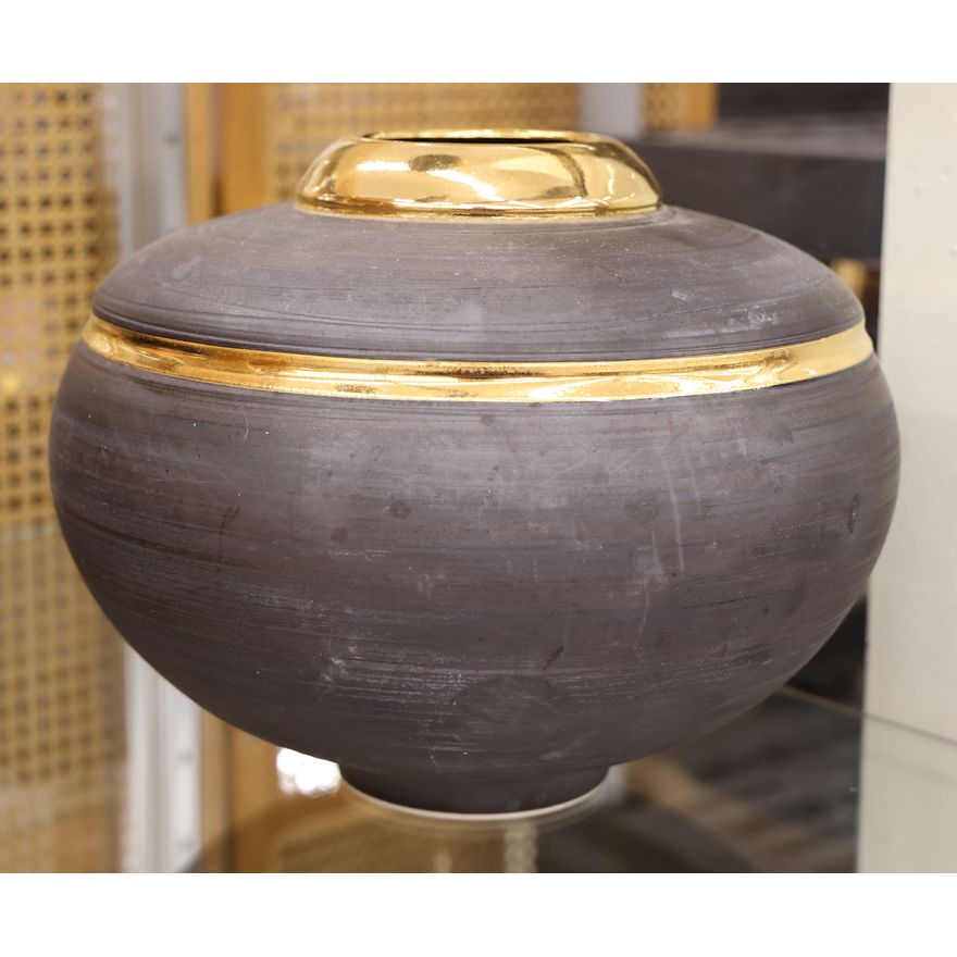 Ken Turner Gold Luster Glazed Ball Vase 9''x11''