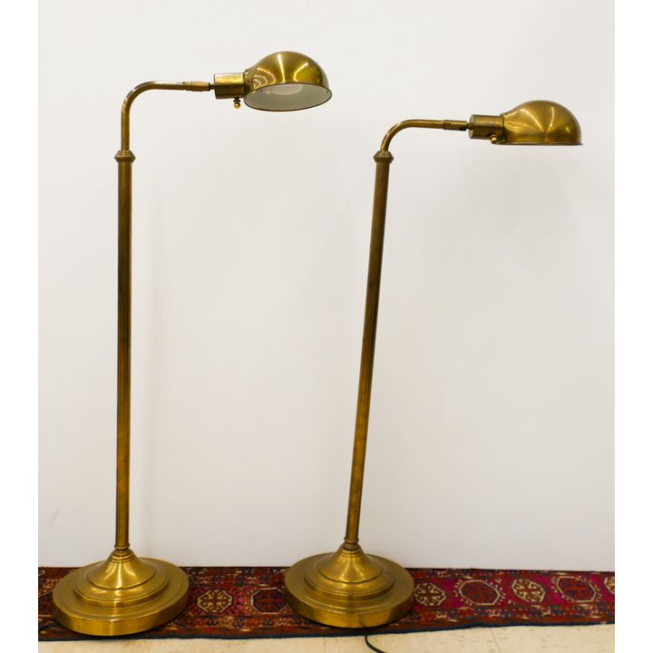 Pair Vintage Brass Adjustable Floor Lamps 40''