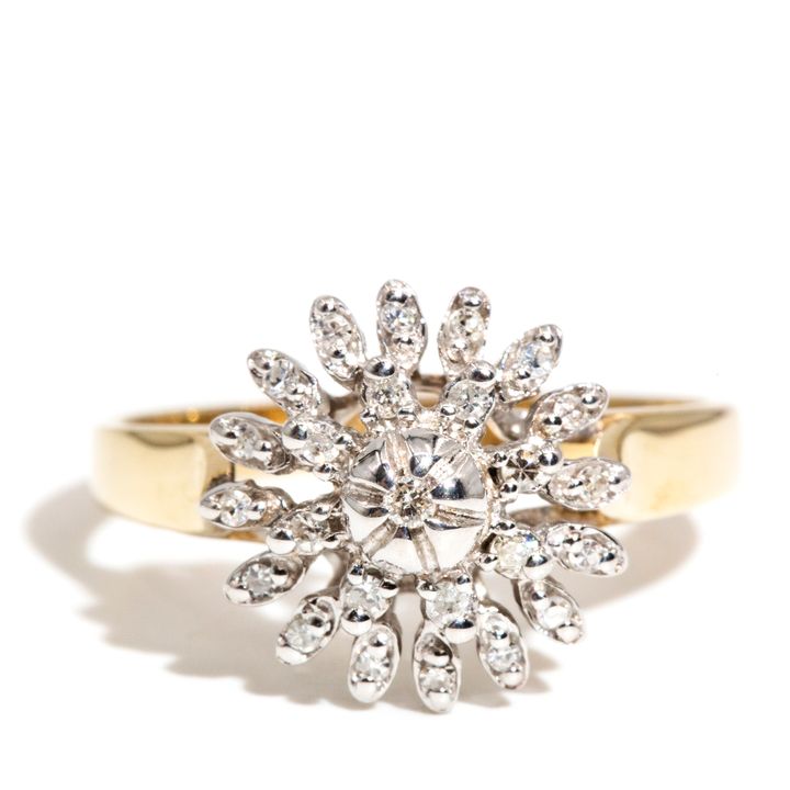 Vintage Diamond Cluster 9ct Gold Ring,