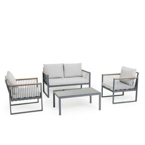 George Mason 4 Piece Algarve Aluminum Sofa Set Charcoal/Grey |