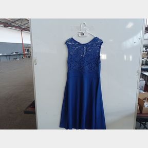 LACE DETAIL FIT AND FLARE DRESS - 38 COLOUR- COBALT