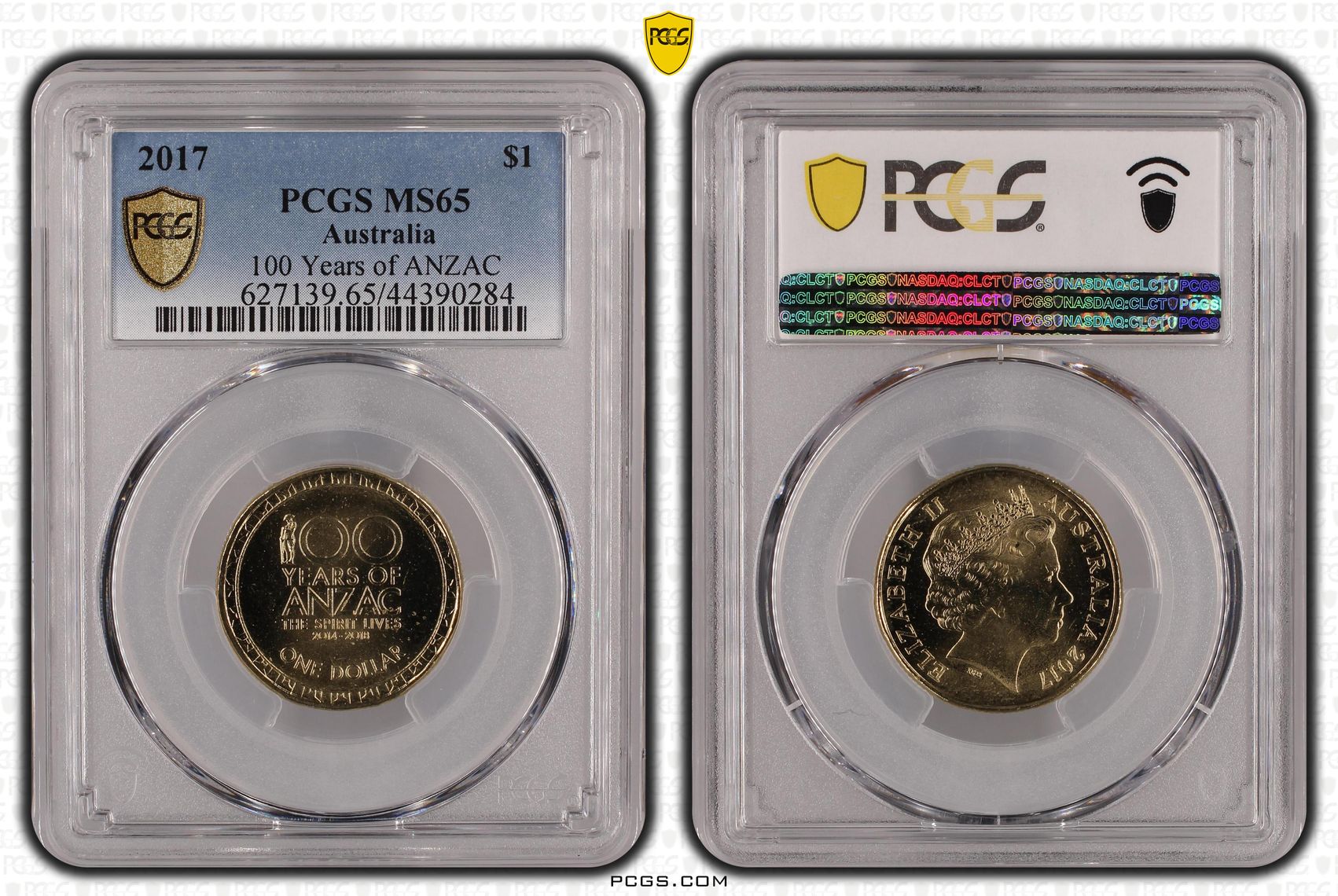 Elizabeth II, 100 Years of ANZAC, One Dollar, 2017, PCGS MS65