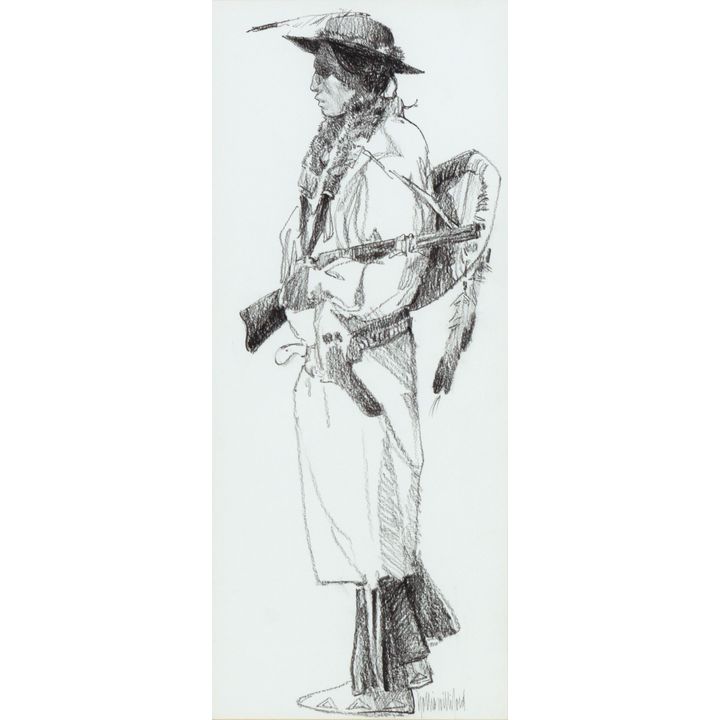 Hollis Williford (1940-2007) Indian with Rifle