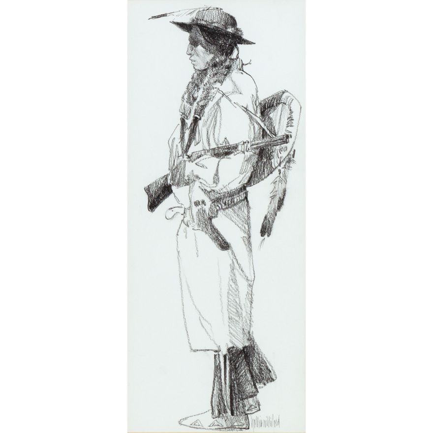 Hollis Williford (1940-2007) Indian with Rifle