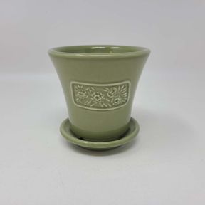 Longaberger Collectors Club May Series Sage Green Peony Pot #1