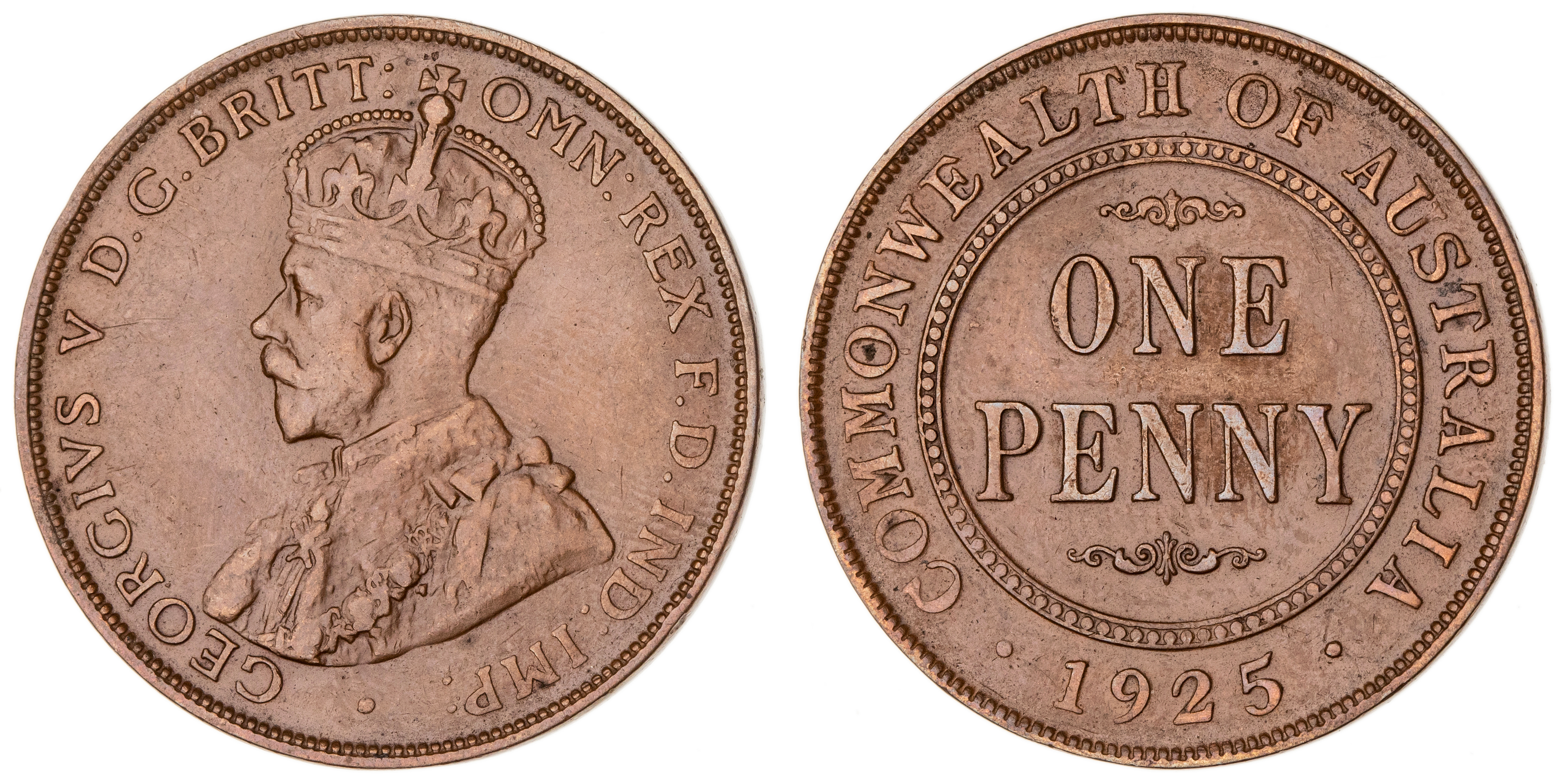 George V, One Penny, 1925, aVF