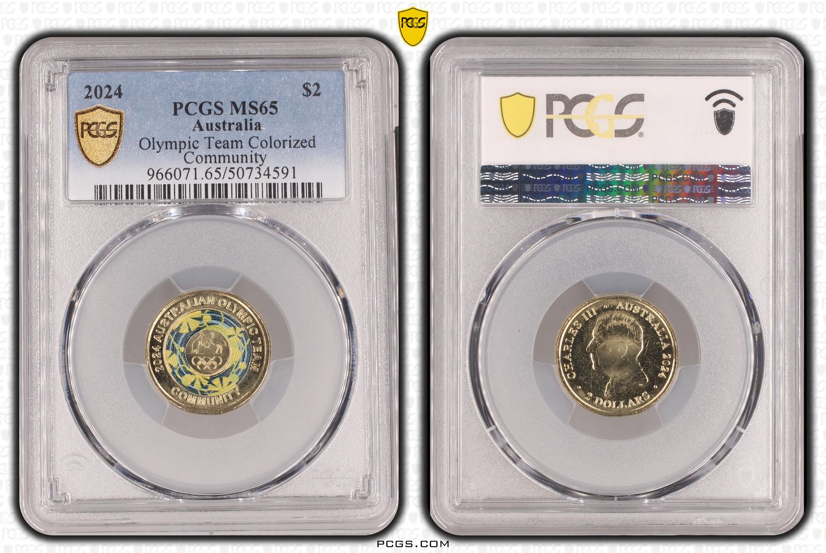 Olympic Team Colorized Community , Two Dollar, 2024, PCGS MS65