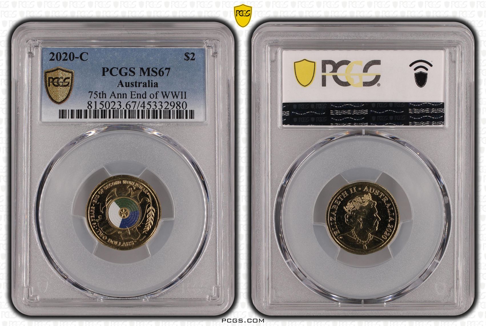 Elizabeth II, 75th Ann End of WWII, Two Dollar, 2020-C, PCGS MS67