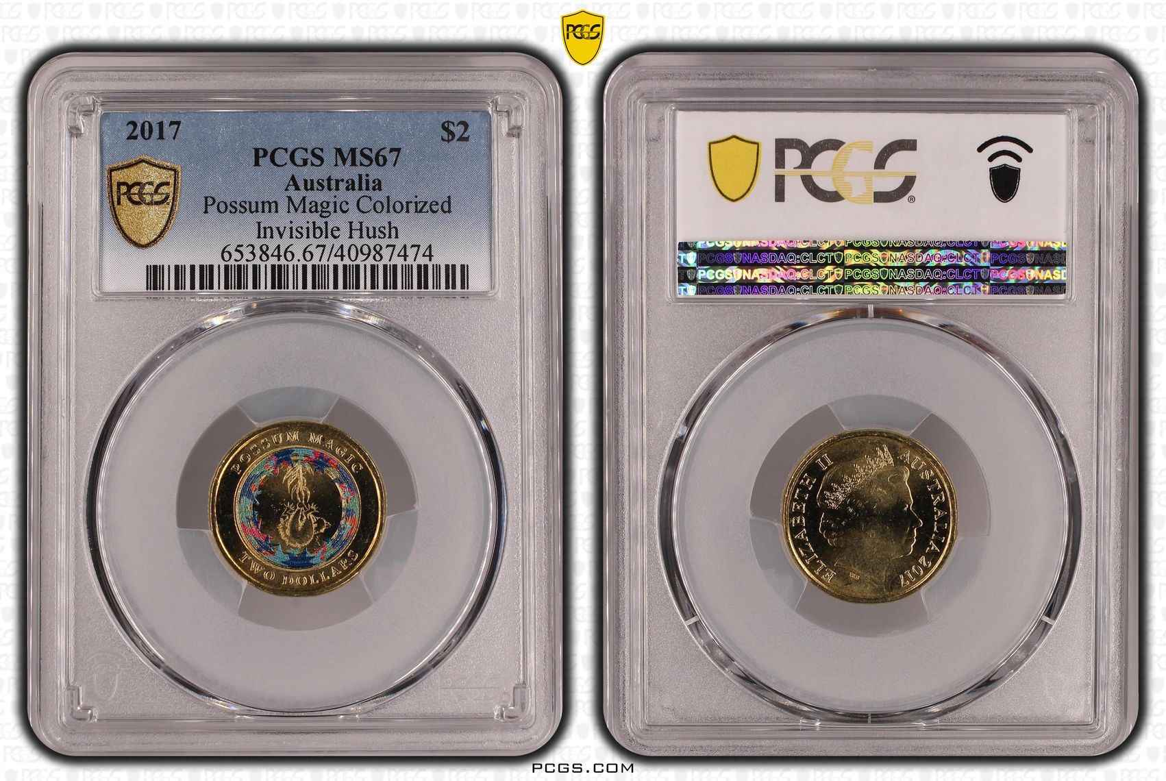 Possum Magic - Invisible Hush, POP 18/0, Two Dollar, 2017, PCGS MS67
