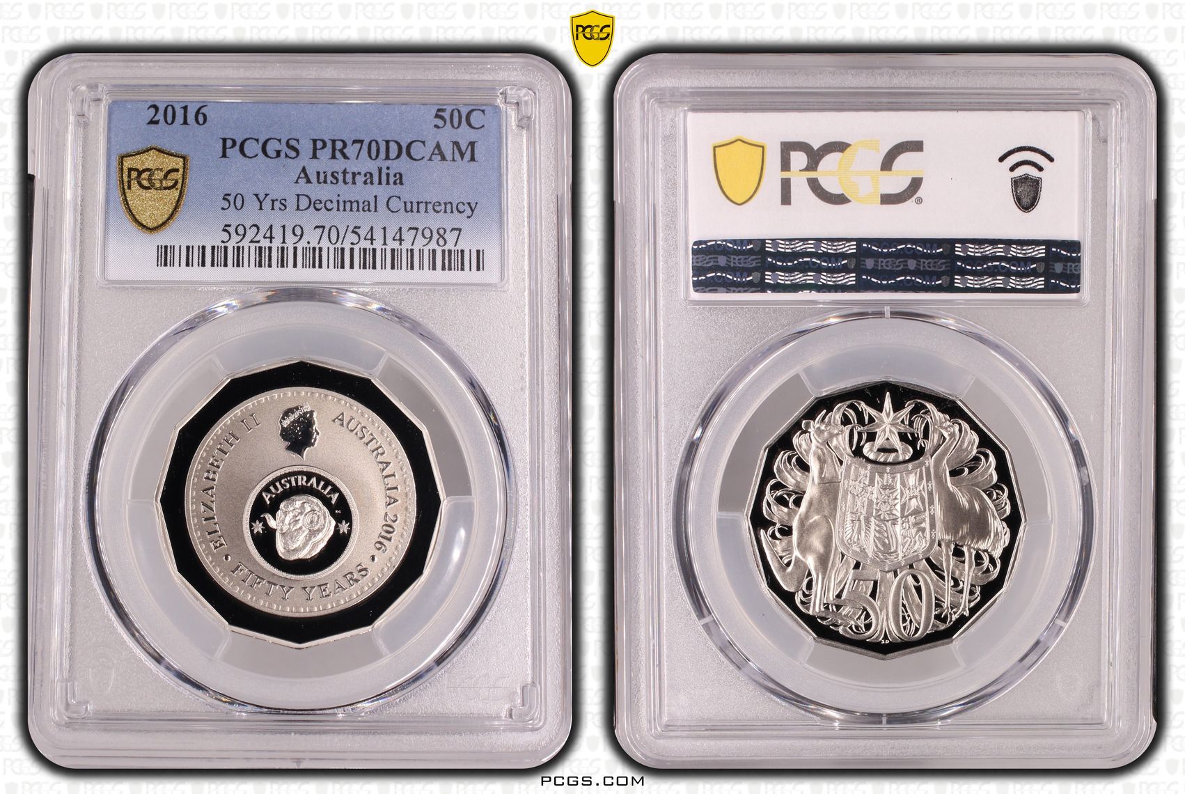 50 Yrs Decimal Currency, Fifty Cent, 2016, PCGS PR70DCAM