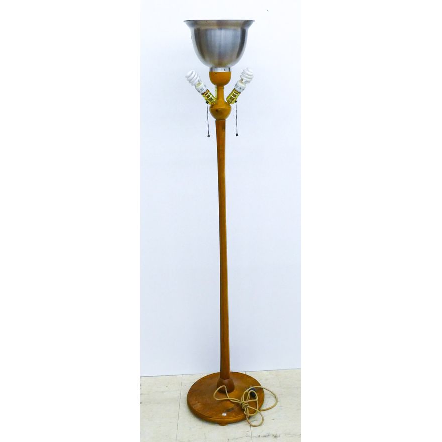 Mid Century Wood Triple Floor Lamp 63''