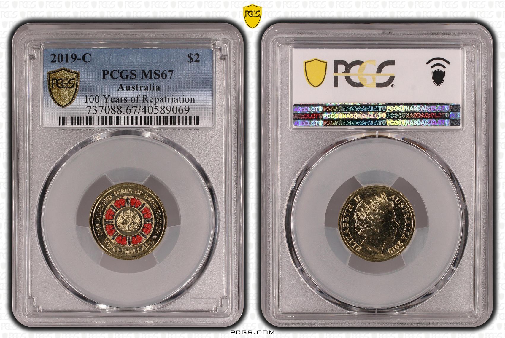 100 Years of Repatriation Colorized, Two Dollar, 2019-C, PCGS MS67