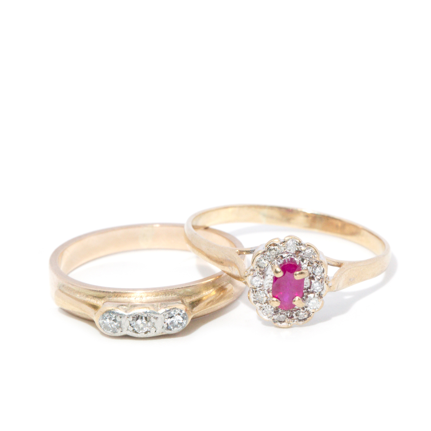 Ruby & Diamond Ring 9ct Gold Lot