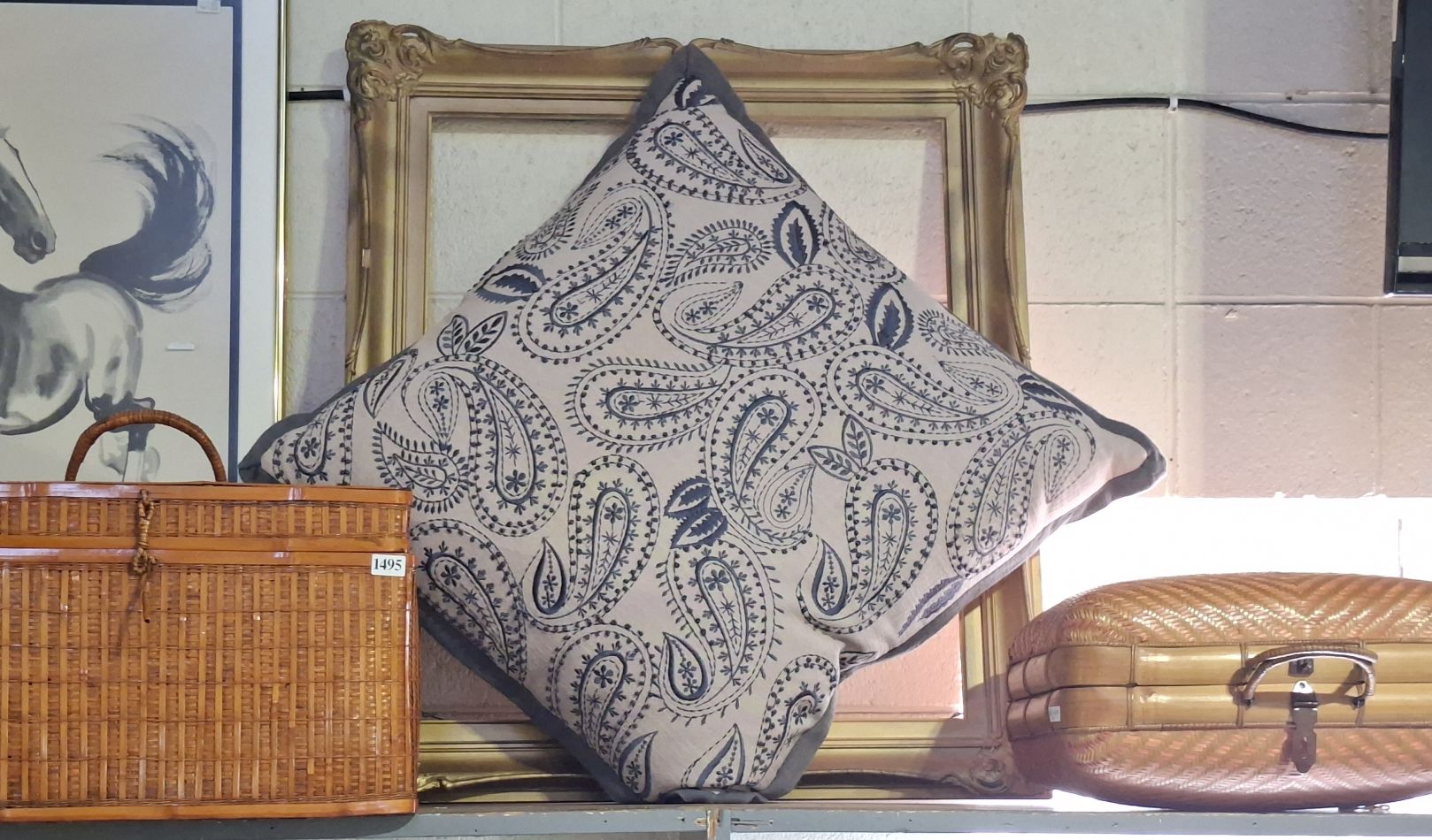 1495 · CANE BASKETS, FRAME AND CUSHION