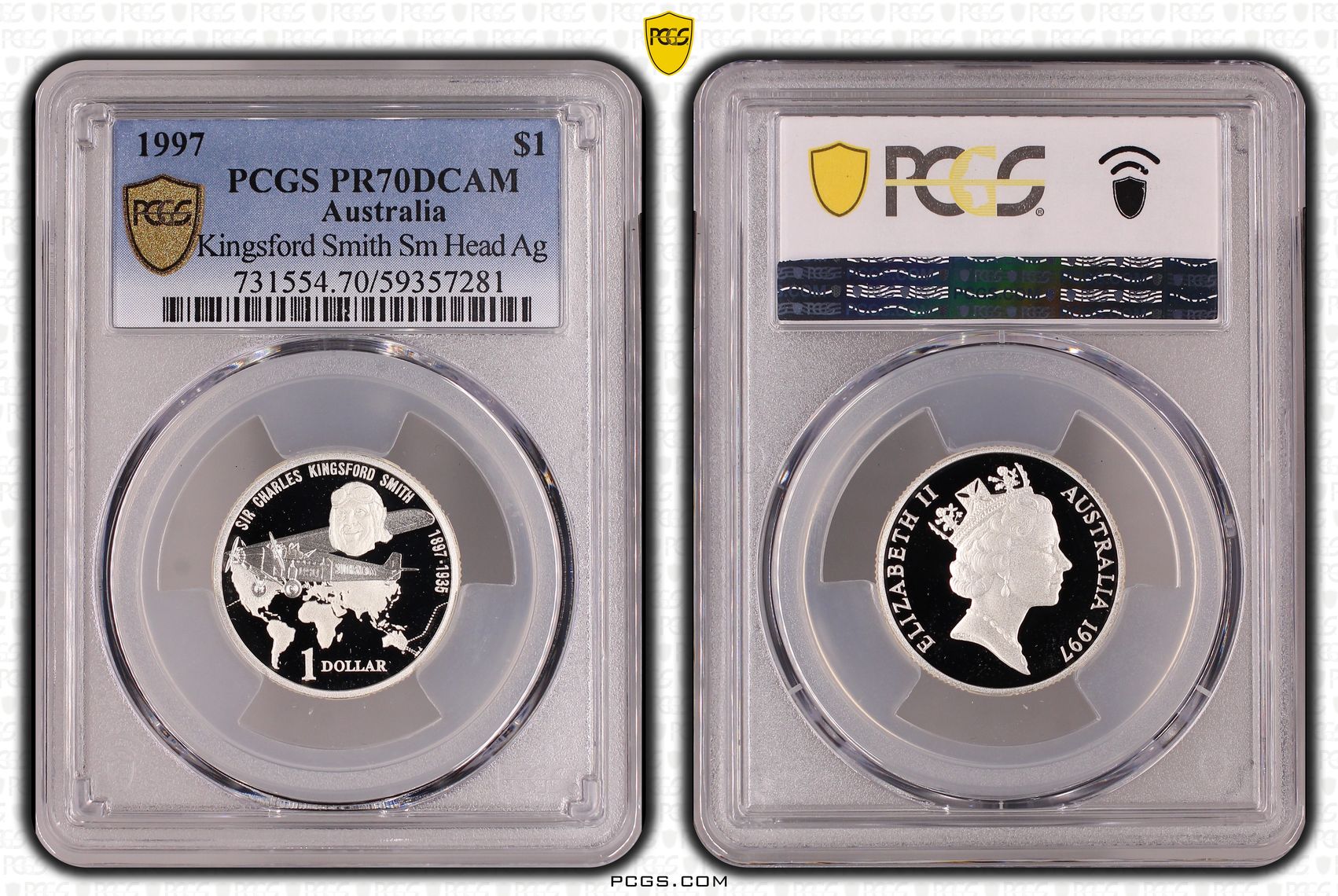 Elizabeth II, Kingsford Smith Sm Head Silver, One Dollar, 1997, PCGS PR70DCAM