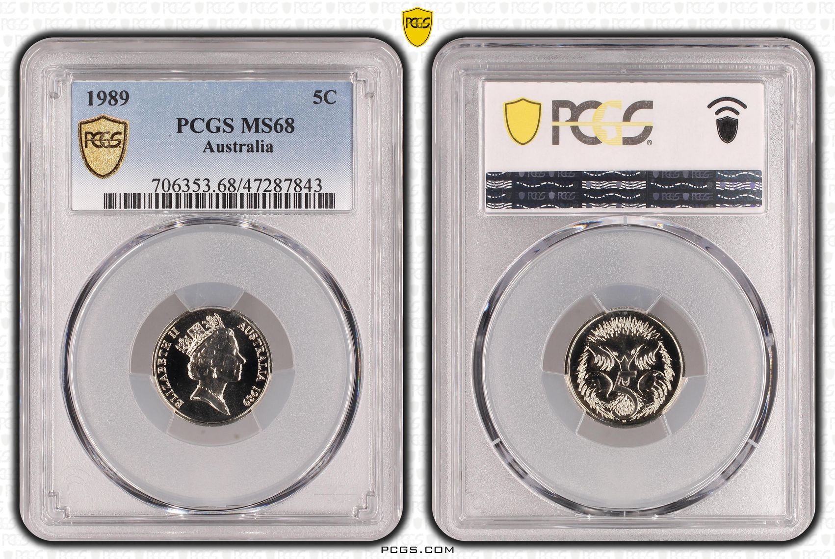 19 · Elizabeth II, Five Cent, 1989, PCGS MS68