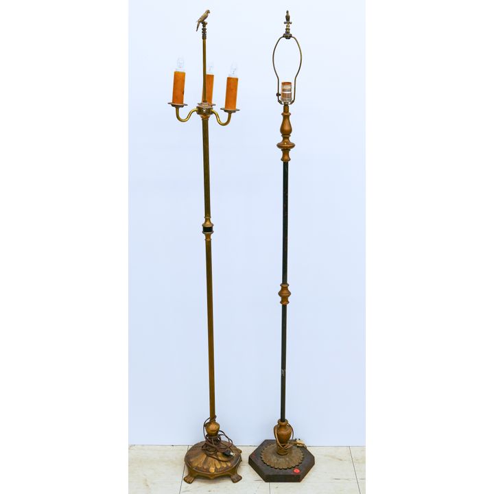 2pc Art Deco Floor Lamps with Bird Finials 62''