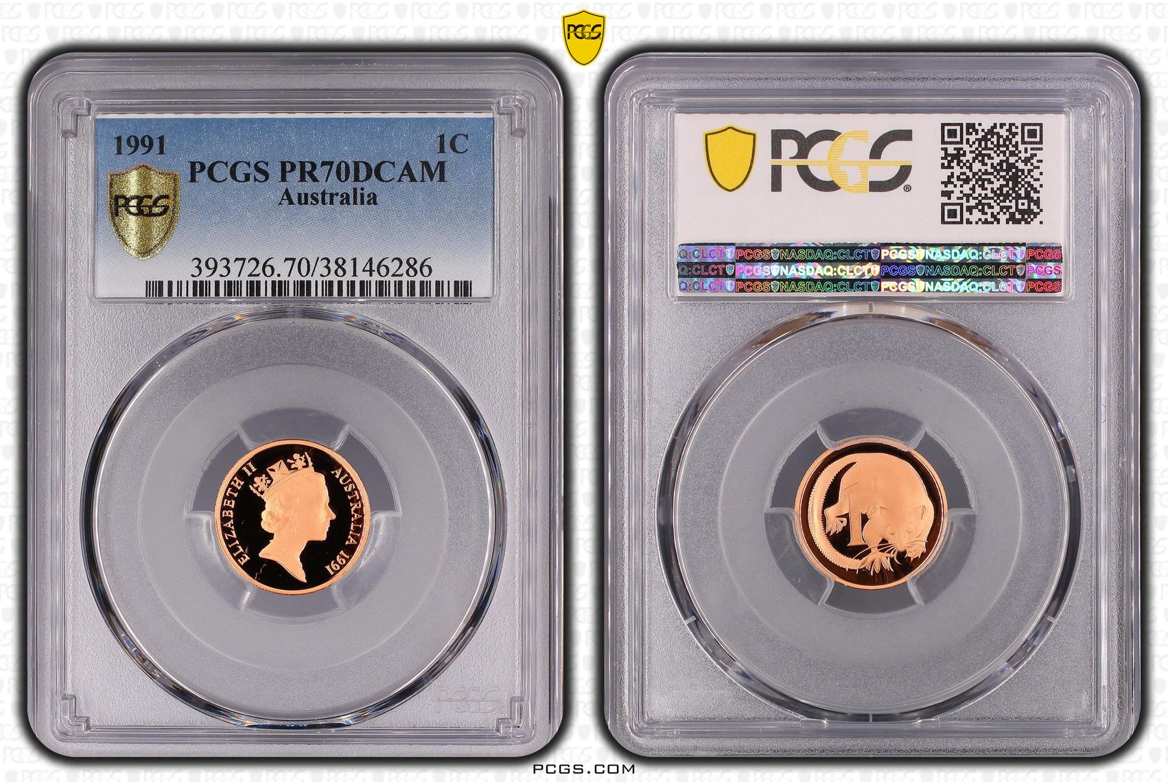 20 · 1991 Australia One Cent, 1c PCGS - PR70DCAM POP 52/0 -286