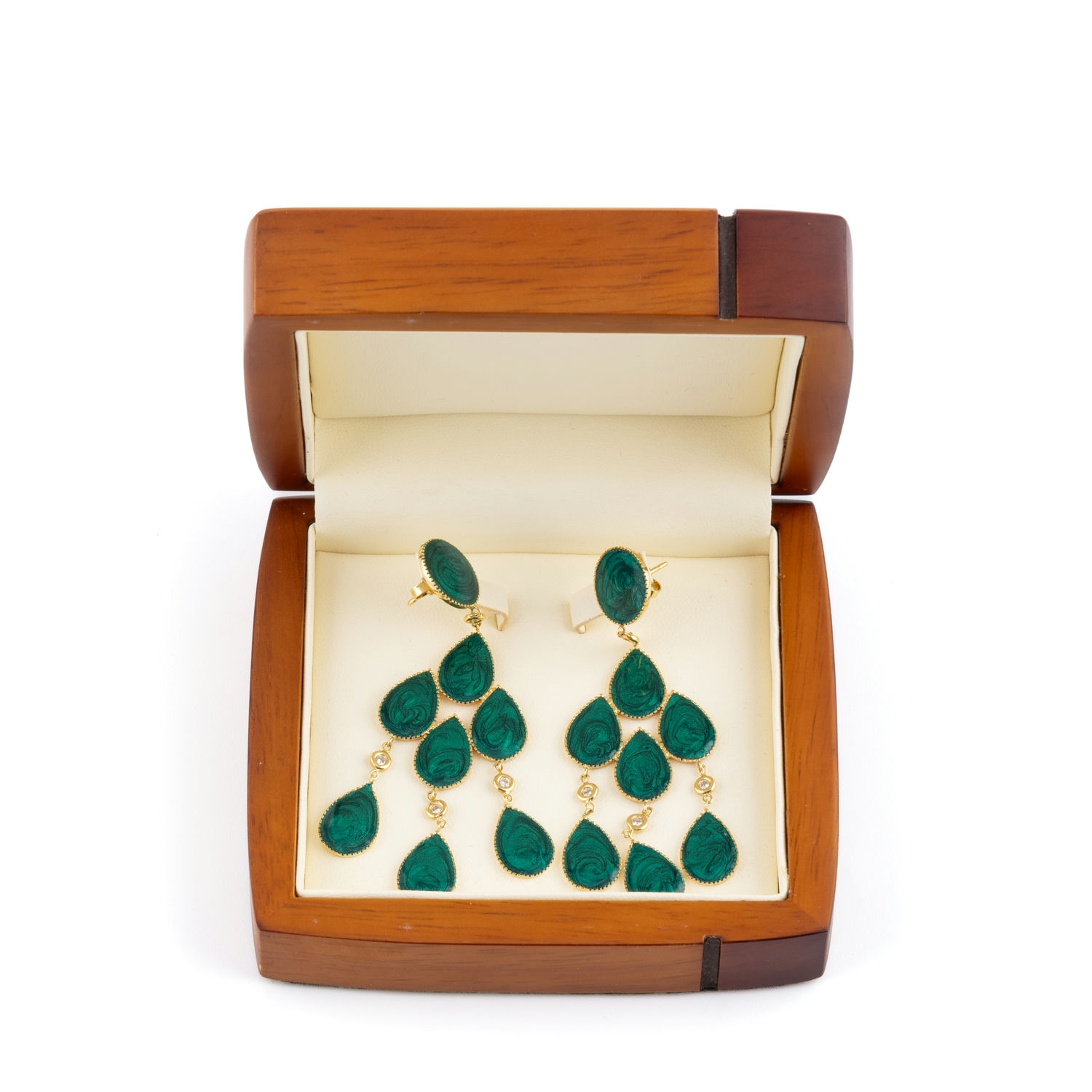 330 · 18ct Enamel & Diamond Chandelier Earrings