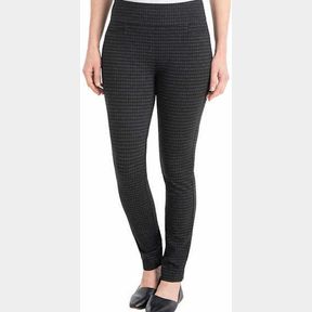 DALIA LADIES PULL-ON PONTE PANT-BUILT-IN TUMMY CONTROL, BLACK STONE SZ XXL