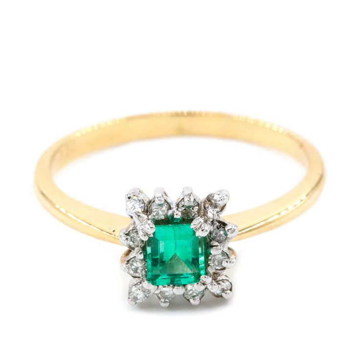 Emerald and Diamond Ring 18ct Gold,