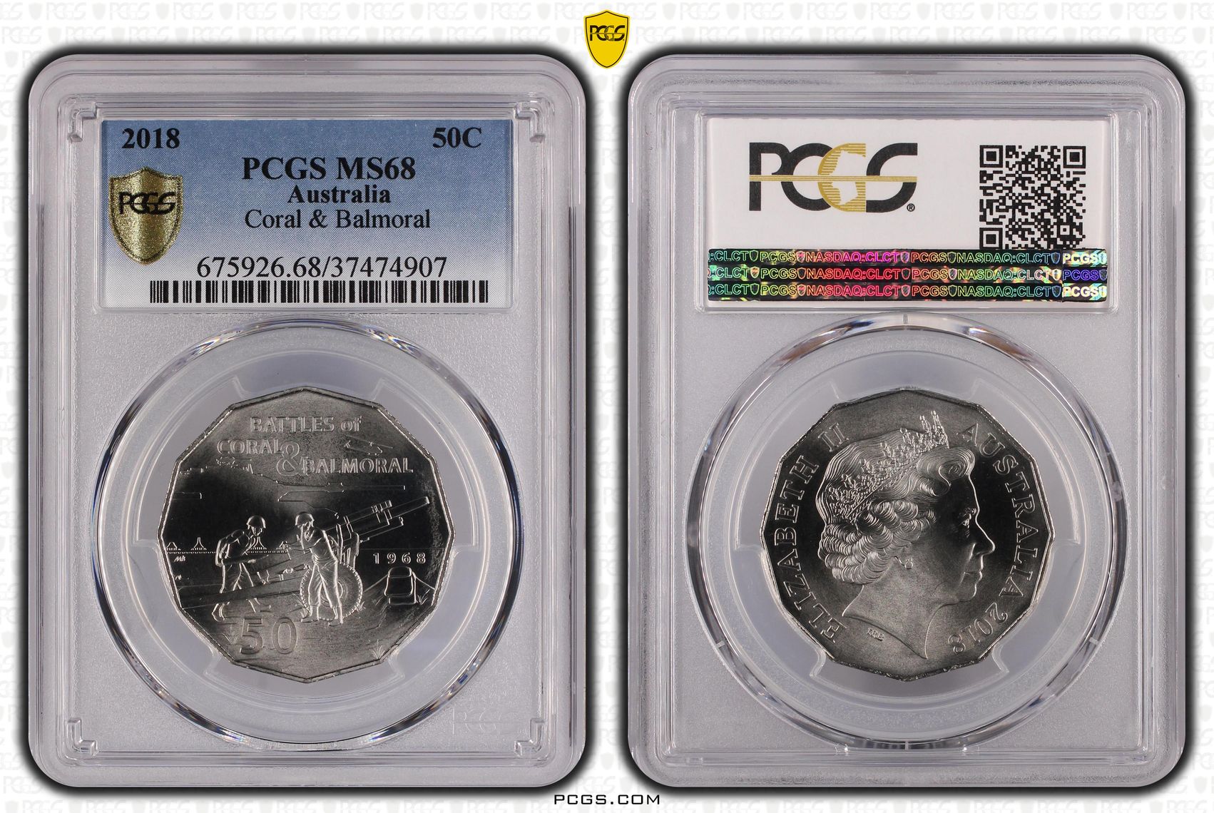 2018 Australia Fifty Cent, 50c Coral & Balmoral PCGS - MS68 -907