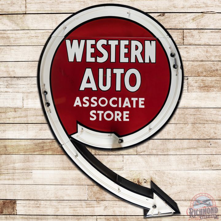Western Auto Associate Store DSP Neon Sign w/ Arrow - 9 & 8.9