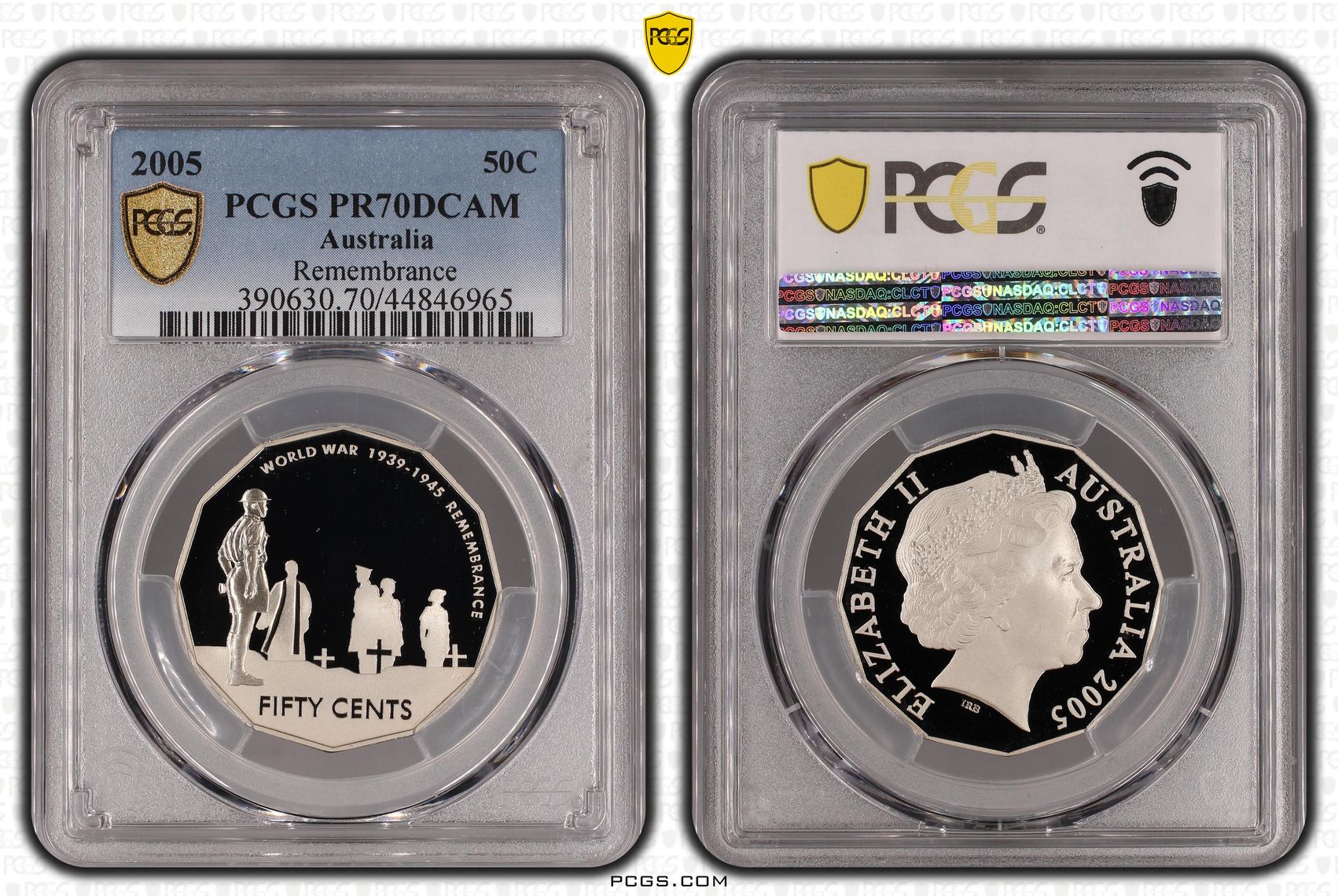 2005 Australia Fifty Cent, 50c Remembrance PCGS - PR70DCAM POP 5/0 -965