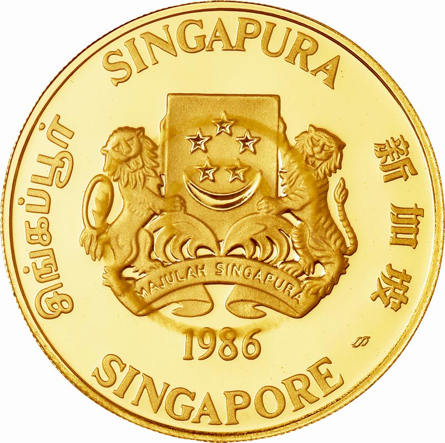 虎 寅 干支 1/10 金貨 シンガポール 1986年