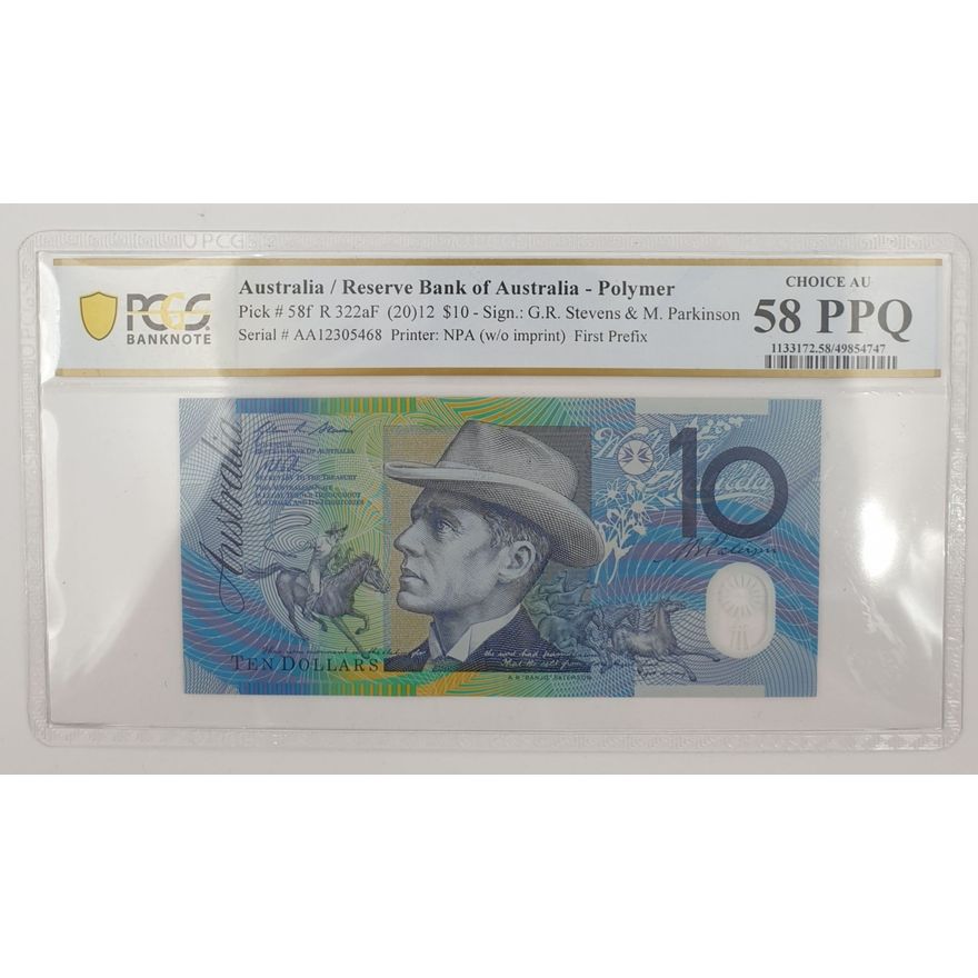 FIRST SIGN. PREFIX - Aus. S/P $10 Note - Choice AU 58 PPQ