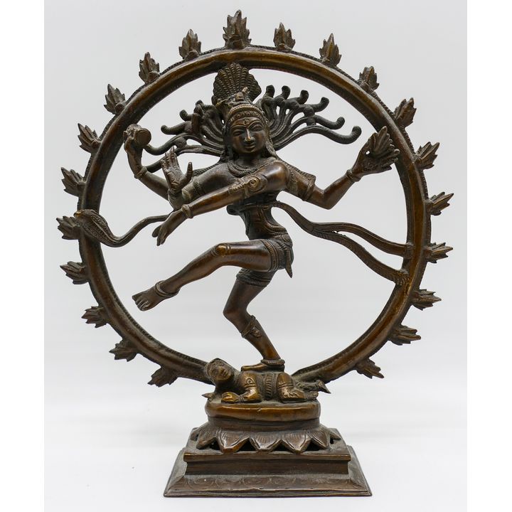 Old Indian Hindu Bronze Dancing Shiva Nataraja 9''