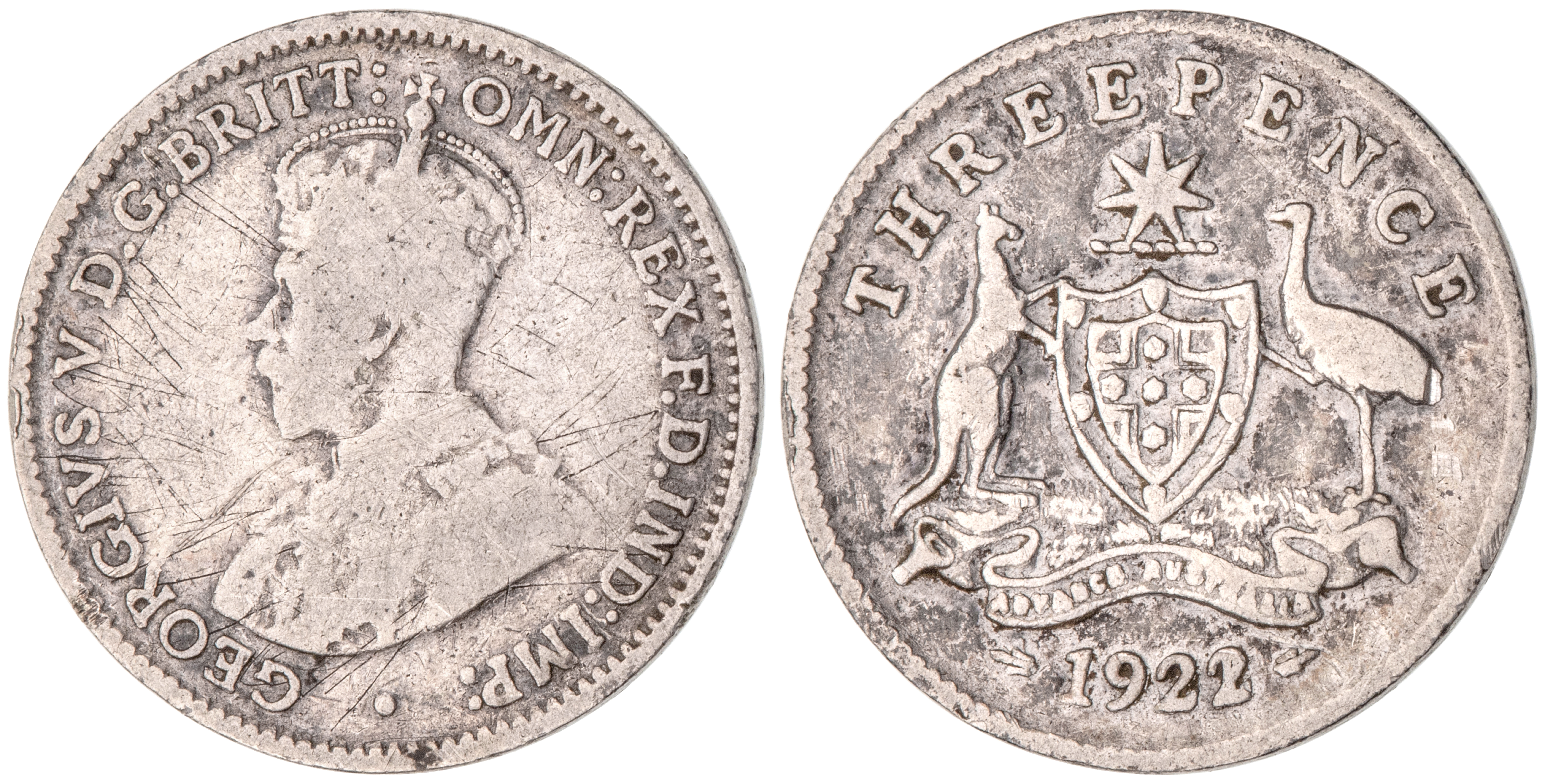 George V, Threepence, 1922/1, Good