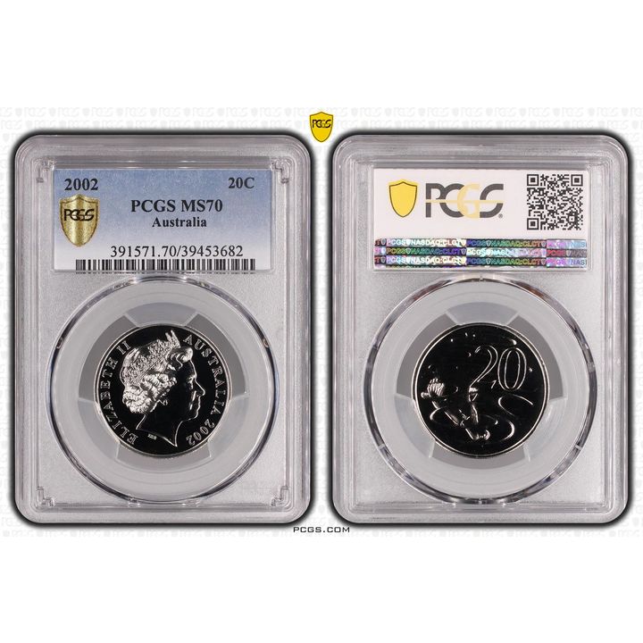2002 Australia Twenty Cent, 20c PCGS - MS70 POP 9/0 -682